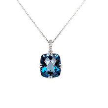 Load image into Gallery viewer, White Gold London Blue Topaz Necklace (I8005)
