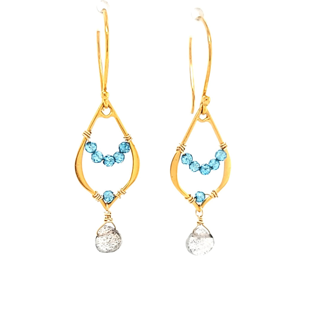 AVF Gold Blue Quartz & Labradorite Drop Earrings (SI2902)