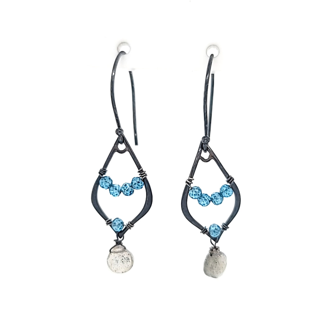 AVF Oxidized Blue Quartz & Labradorite Earrings (SI2888)