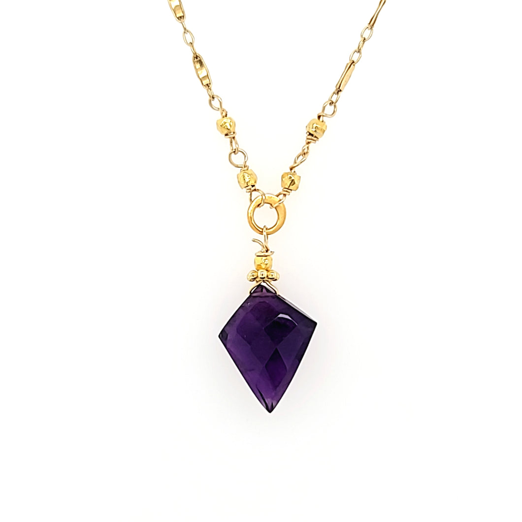 AVF Gold Chain Amethyst Point Necklace (SI3712)