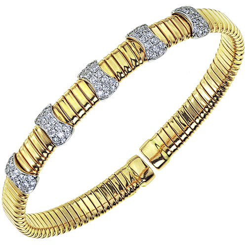 18k Yellow Gold Diamond Flex Cuff Bracelet (I1999)