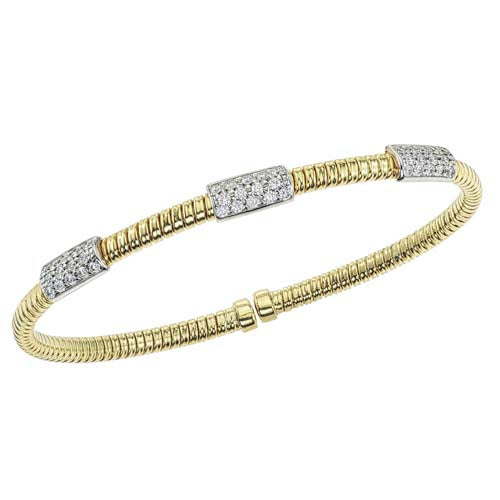 18k Yellow Gold Diamond Flex Cuff Bracelet (I3329)