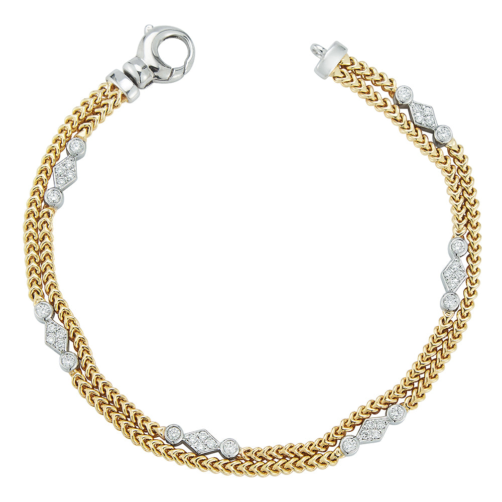 14k Yellow Gold Diamond Double Strand Bracelet (I5914)