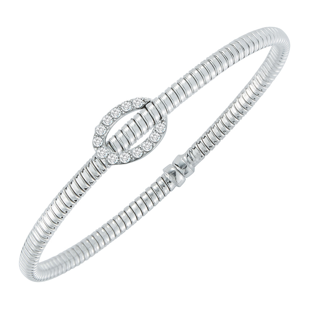 18k White Gold Diamond Orbit Flex Cuff Bracelet (I6402)