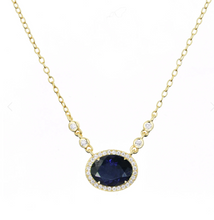 Load image into Gallery viewer, Kamaria Gold Oval Gemstone Halo Necklaces
