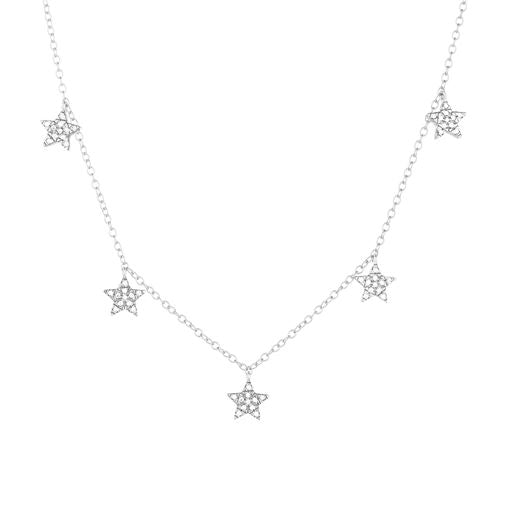 Ella Stein Silver Pocketful of Stars Diamond Dangle Necklace (SI3237)