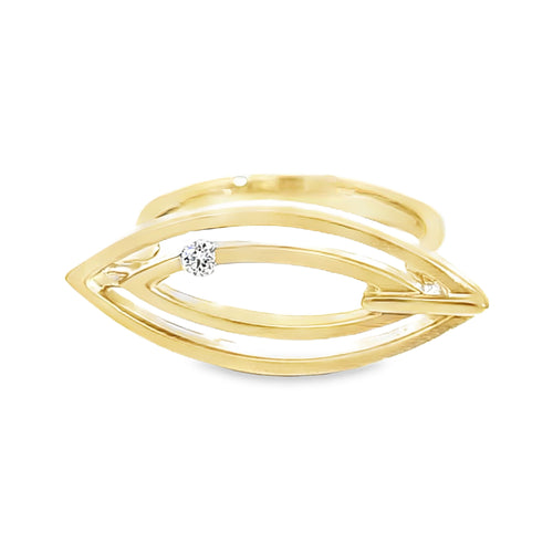 A double marquise diamond accent ring in 14k yellow or white gold, displayed against a white background.