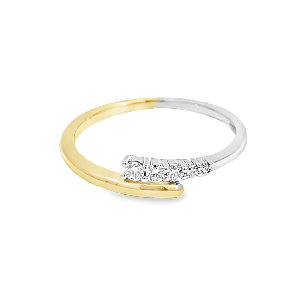 14k Two Tone Gold Wraparound Ring with Pave Diamonds (I8802)