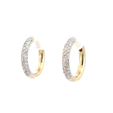 Load image into Gallery viewer, 14k Gold Pave Diamond Rounded Hoop Earrings
