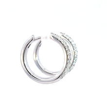 Load image into Gallery viewer, 14k Gold Pave Diamond Rounded Hoop Earrings
