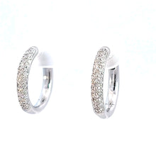 Load image into Gallery viewer, 14k Gold Pave Diamond Rounded Hoop Earrings
