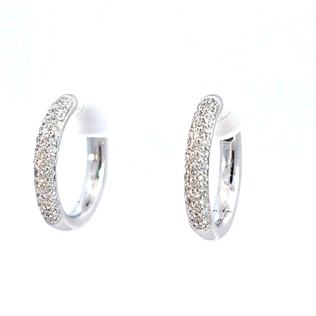 14k Gold Pave Diamond Rounded Hoop Earrings