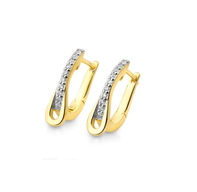 14k Gold Diamond Omega Back Earrings