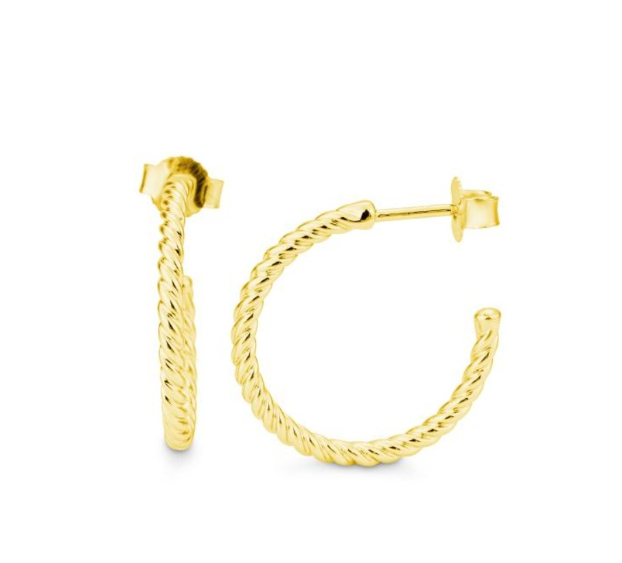 14k Yellow or White Gold Twisted Hoop Earrings