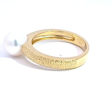 Load image into Gallery viewer, Gold Plated or Sterling Silver Cultured Pearl Textured Ring
