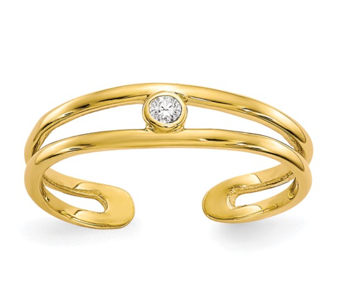 10k Yellow Gold & CZ Toe Ring (I9254)