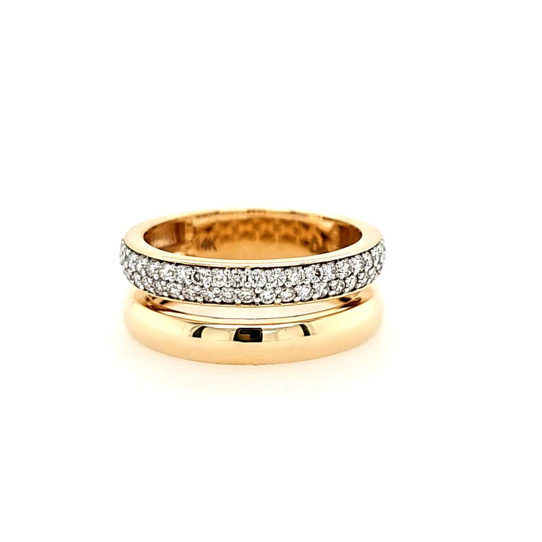 14k Yellow Gold Diamond Double Band Ring (I8420)