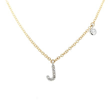 Load image into Gallery viewer, 14k Yellow Gold Diamond Initial &amp; Bezel Dangle Necklace (Various Letters Available)
