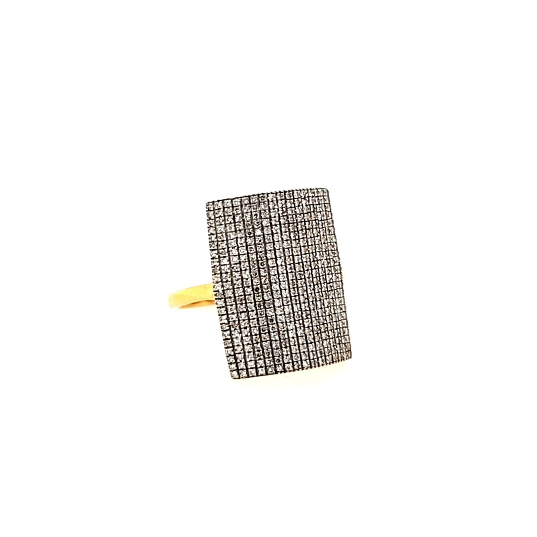 Ella Stein Gold Pave Diamond Rectangle Ring (SI3519)