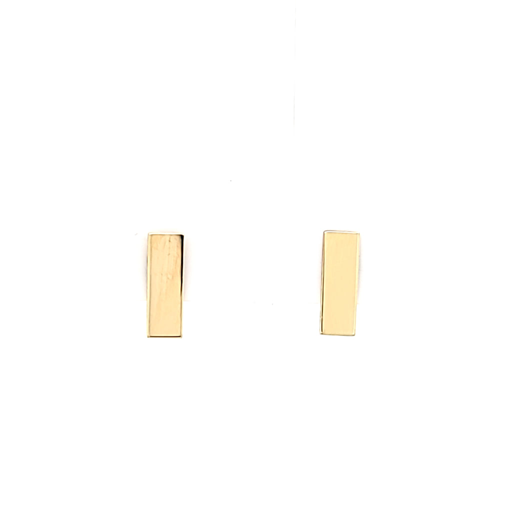 Yellow Gold Rectangle Stud Earrings (I7926)