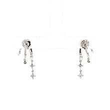 Load image into Gallery viewer, 14k White Gold Diamond Triple Hoop Star Dangle Earrings (I8059)
