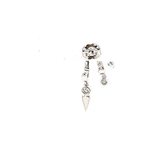 Load image into Gallery viewer, 14k White Gold Diamond Triple Hoop Arrow Earrings (I8047)
