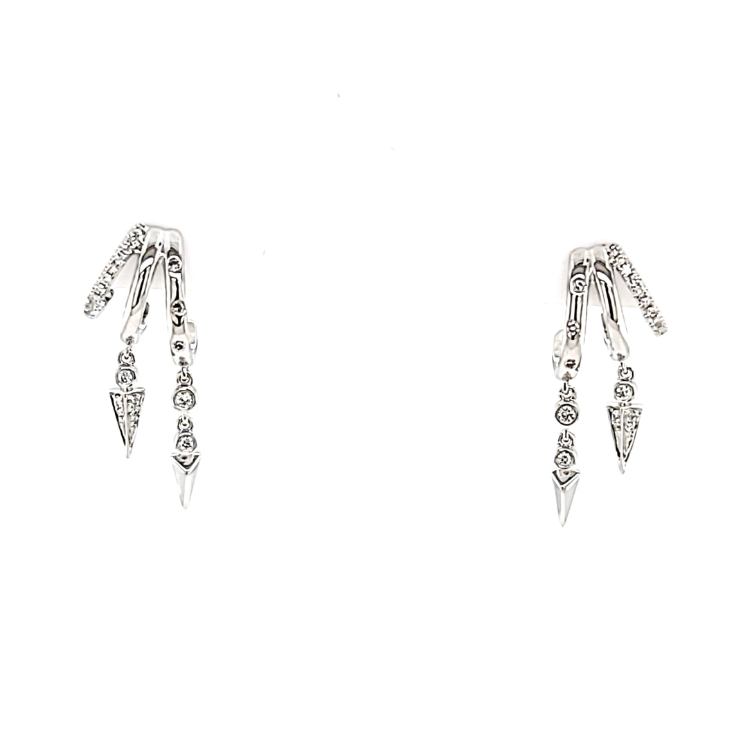14k White Gold Diamond Triple Hoop Earrings (I8058)