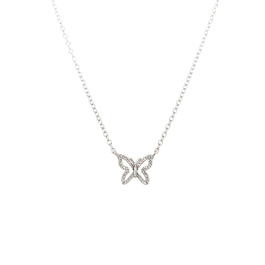 Ella Stein Silver Diamond Butterfly Necklace (I3045)