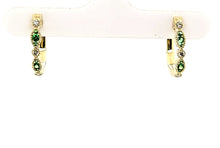 Load image into Gallery viewer, 14k Yellow Gold Tsavorite &amp; Diamond Hoop Earrings (I8065)
