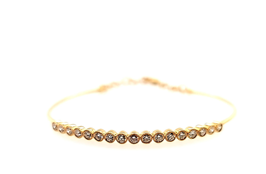 14k Yellow Gold Bezel Diamond Flex Cuff Bracelet (I1196)