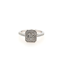 Load image into Gallery viewer, 14k White Gold Baguette &amp; Round Diamond Cluster Engagement Ring (I4193)
