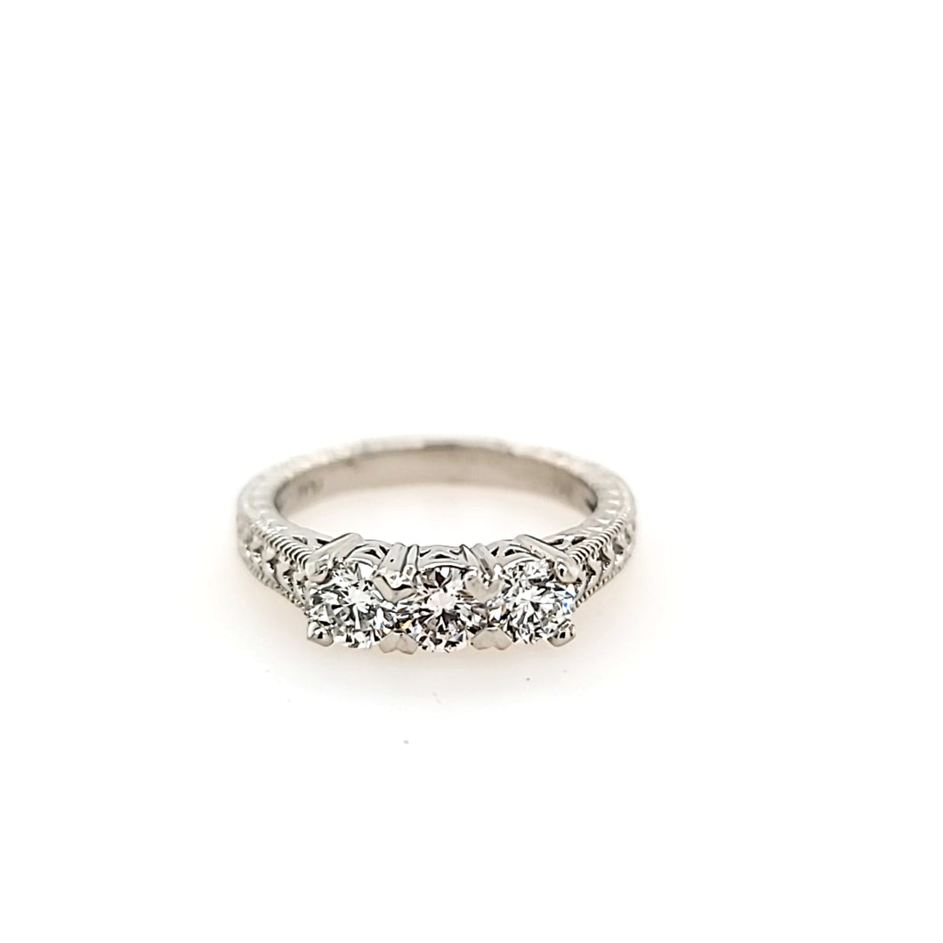 Platinum Three Stone Diamond Engagement Ring (I376)