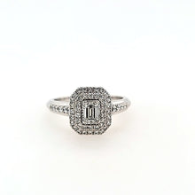 Load image into Gallery viewer, 14k White Gold Emerald Cut Double Halo Engagement Ring (I3022)
