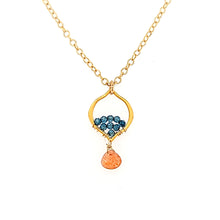 Load image into Gallery viewer, AVF Gold Petite Moroccan Style Blue Quartz &amp; Sunstone Necklace (SI3721)
