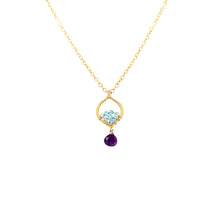 Load image into Gallery viewer, AVF Gold Filled Petite Moroccan Style Beaded Apatite &amp; Amethyst Drop Necklace (SI3706)
