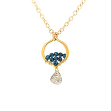 Load image into Gallery viewer, AVF Gold Filled Petite Moroccan Inspired Beaded Blue Quartz &amp; Labradorite Drop Necklace (SI3691)
