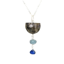 Load image into Gallery viewer, AVF Silver Labradorite, Aquamarine &amp; Kyanite Chain Necklace (SI3698)
