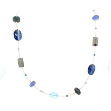 Load image into Gallery viewer, AVF Silver Glass, Kyanite, Labradorite, Blue Topaz, Moss Aqua &amp; Tanzanite Beaded Station Necklace (SI3693)
