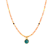 Load image into Gallery viewer, AVF Beaded Sunstone, Ruby &amp; Apatite Necklace w/ Grandiederite Drop (SI3692)

