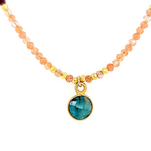 Load image into Gallery viewer, AVF Beaded Sunstone, Ruby &amp; Apatite Necklace w/ Grandiederite Drop (SI3692)
