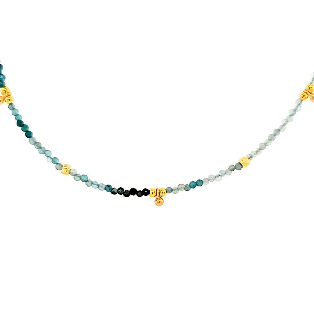 AVF Grandidierite & Gold Beaded Necklace (SI3697)