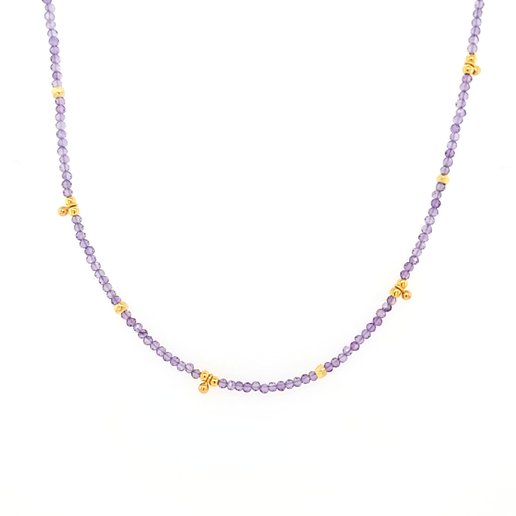 AVF Amethyst & Gold Beaded Necklace (SI3708)