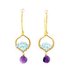 Load image into Gallery viewer, AVF Gold Petite Moroccan Style Beaded Apatite &amp; Amethyst Earrings (SI3752)
