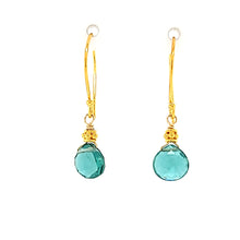 Load image into Gallery viewer, AVF Gold Faceted Green Quartz Drop Earrings (SI3762)
