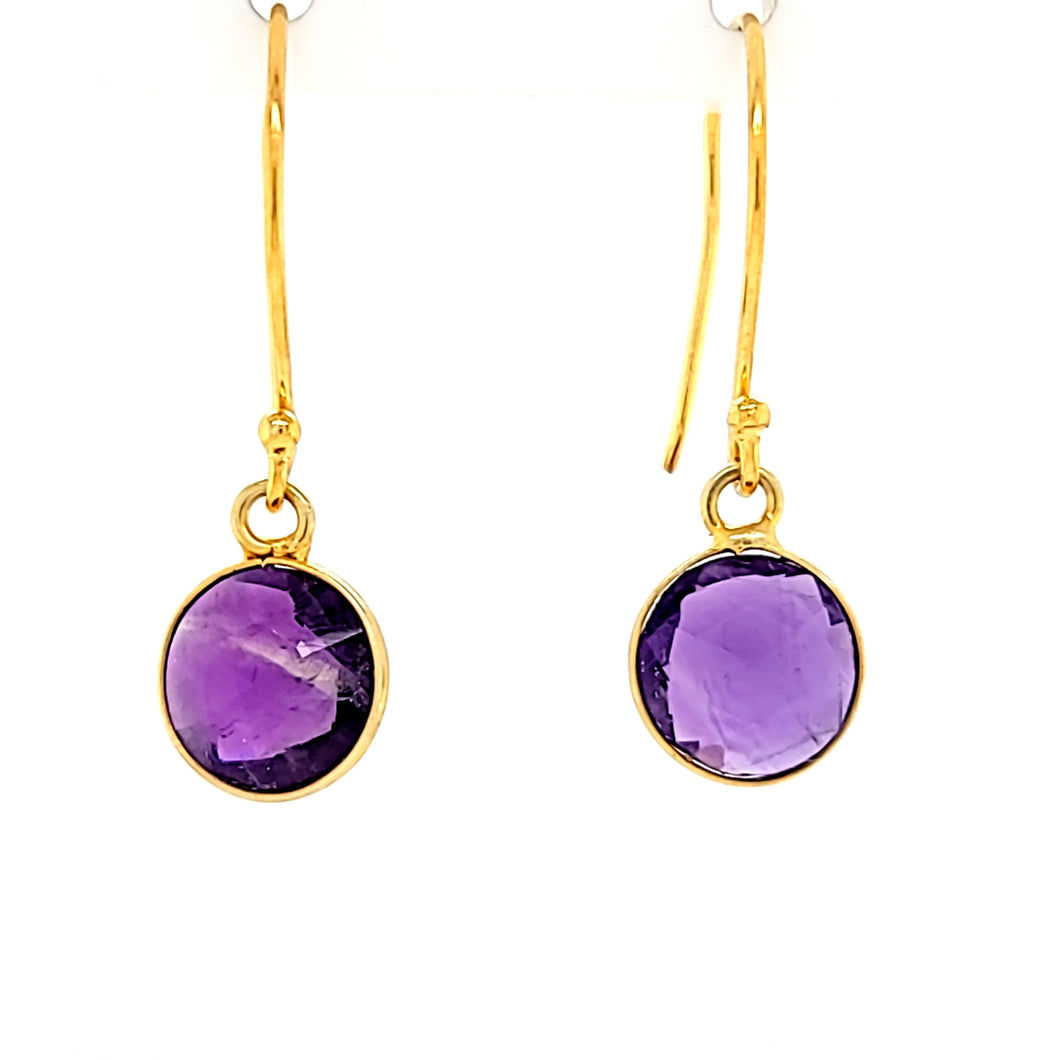 AVF Gold Bezel Amethyst Drop Earrings (SI3732)