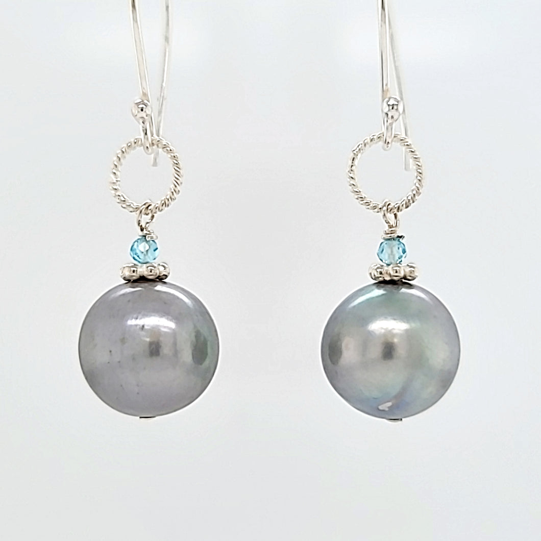 AVF Silver Tahitian Pearl Drop Earrings (SI3740)