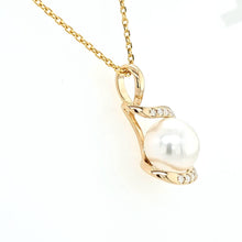 Load image into Gallery viewer, 14k Yellow Gold Diamond &amp; South Sea Pearl Wraparound Pendant (I8175)
