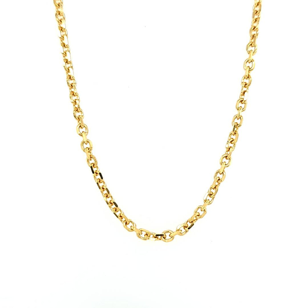 14k Yellow Gold Diamond Cut Cable Chain 22