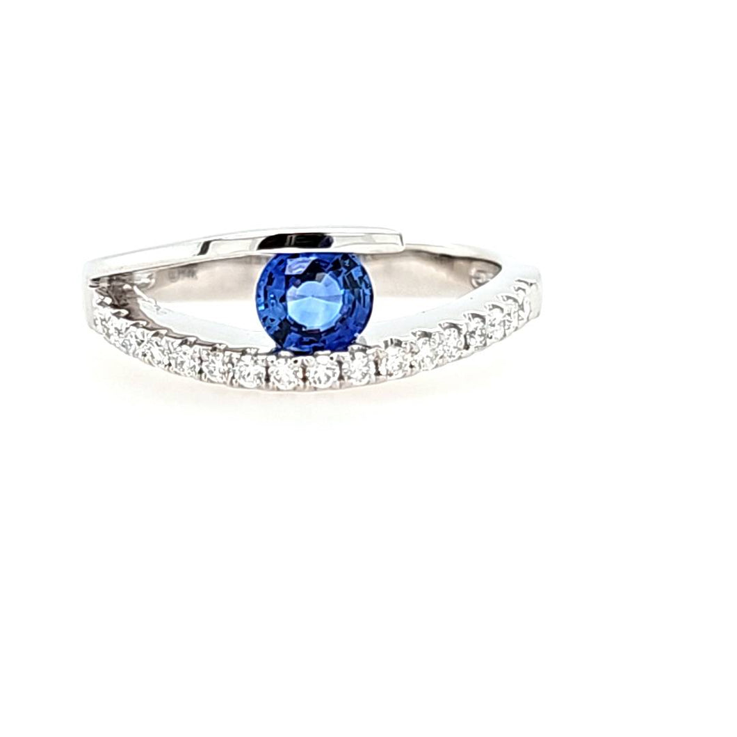 14k White Gold Sapphire & Diamond Ring (I8189)