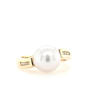 Load image into Gallery viewer, 14k Yellow Gold South Sea Pearl &amp; Diamond Wave Ring (I8177)
